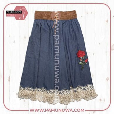 3 Colors Denim Chamric Threequarter Skirt 3pcs Pack (Dark Blue, Sky Blue, Light Blue)