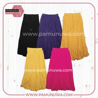 5 Colors Plain Viscose Long Skirt 5pcs Pack (Black, Purple, Dark Yellow, Yellow, Magenta)