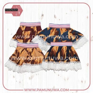 4 Colors Viscose Kids Skirt Leaves Design 4pcs Pack (Black, Maroon, Dark Blue, Brown)
