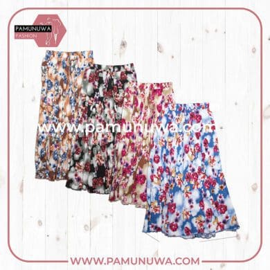 4 Color Viscose Long Skirt Printed Flower Design 01 4pcs pack (Maroon, Pink, Blue, Dark Blue)