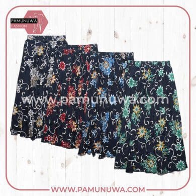 4 Color Viscose Long Skirt Printed Flower Design 03 4pcs Pack (Red, Blue, Green, Yellow)