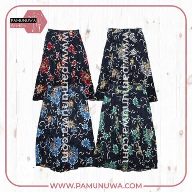 4 Colors Viscose Threequater Skirt Printed Flower Design 03 4pcs Pack (Red, Blue, Green, Yellow)