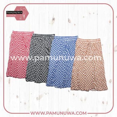 4 Color Viscose Threequater Skirt Printed Square Design 01 4pcs Pack (Brown, Black, Blue, Red)