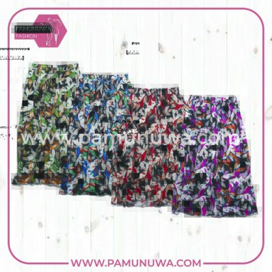 4 Color Viscose Long Skirt Printed Leaves Design 01 4pcs (Green, Blue, Red, Pink)